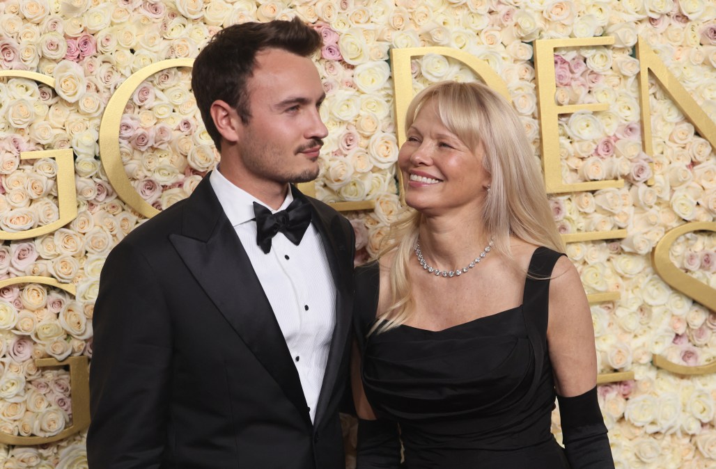 Canadian-US actress Pamela Anderson and her son Brandon Thomas Lee