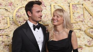 Canadian-US actress Pamela Anderson and her son Brandon Thomas Lee