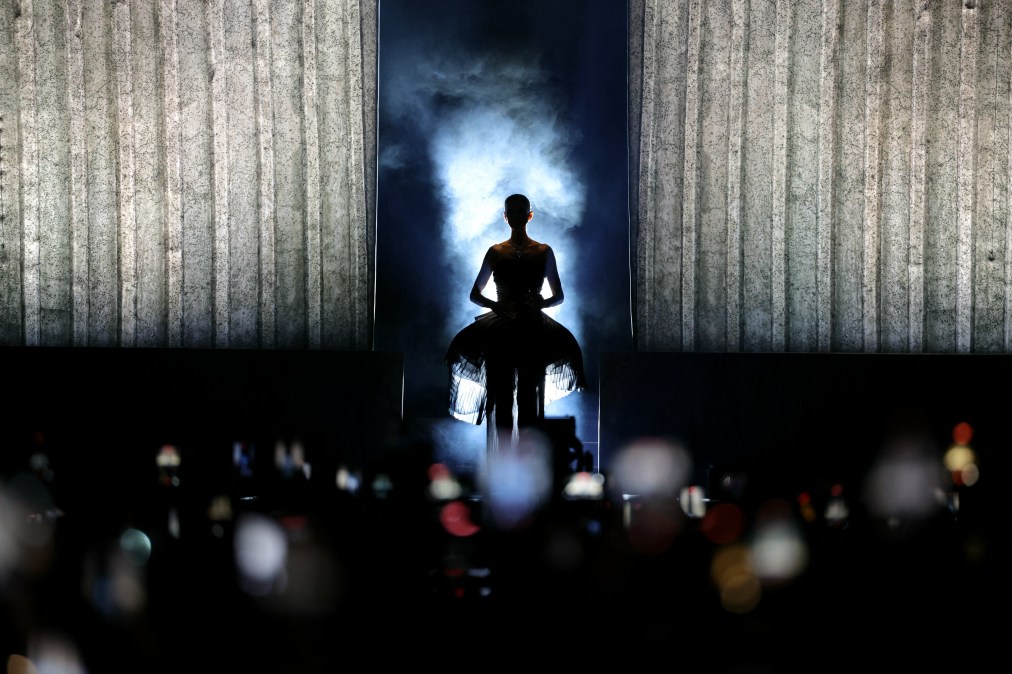 French Canadian singer Celine Dion appears on stage