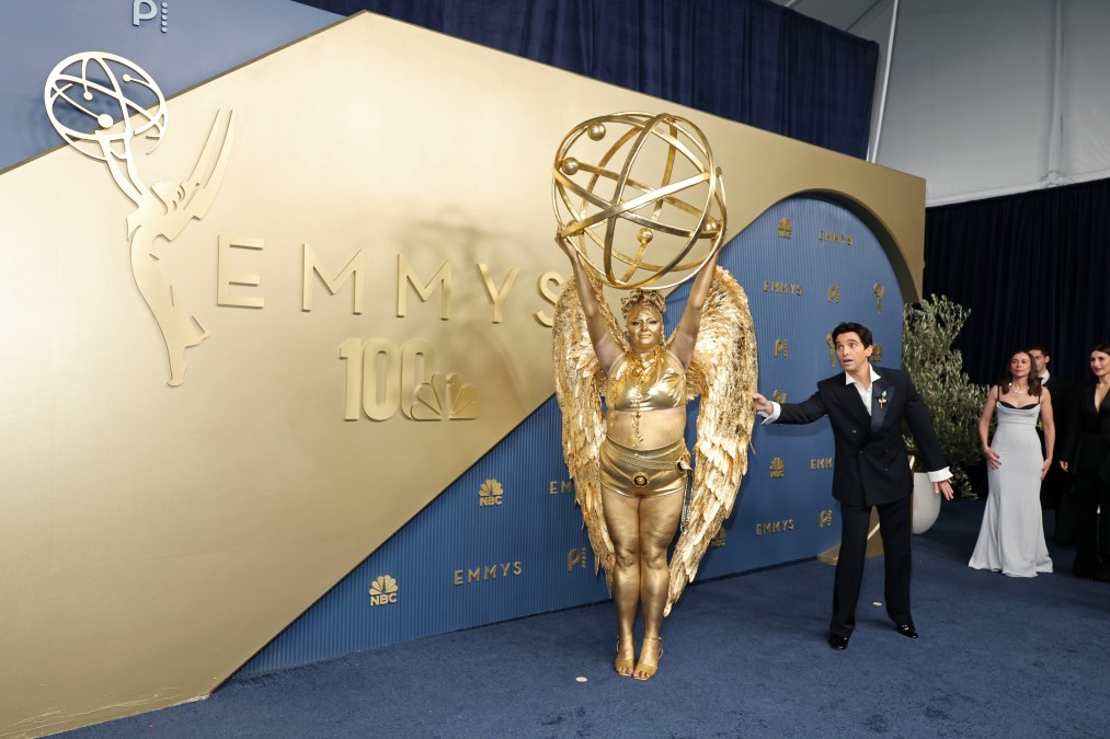 Megan Stalter and Paul W. Downs attend the 78th Primetime Emmy Awards at Peacock Theater on September 14, 2026 in Los Angeles, California.