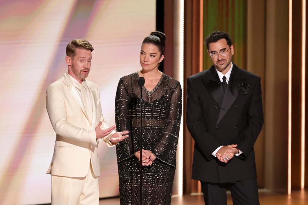 Macaulay Culkin, Annie Murphy, and Dan Levy.
