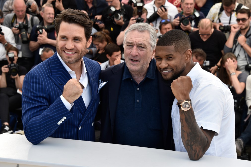 Edgar Ramirez, Robert De Niro and Usher attend a "Hands of Stone" event at Cannes Film Festival
