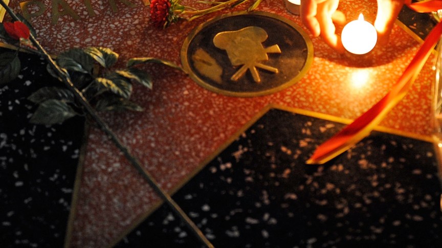 Hollywood star tribute with candle
