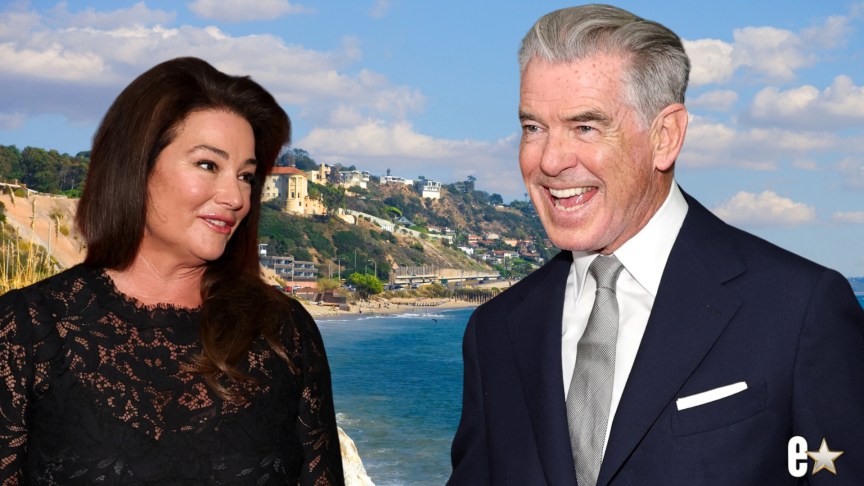 Keely Shaye Smith and Pierce Brosnan smiling