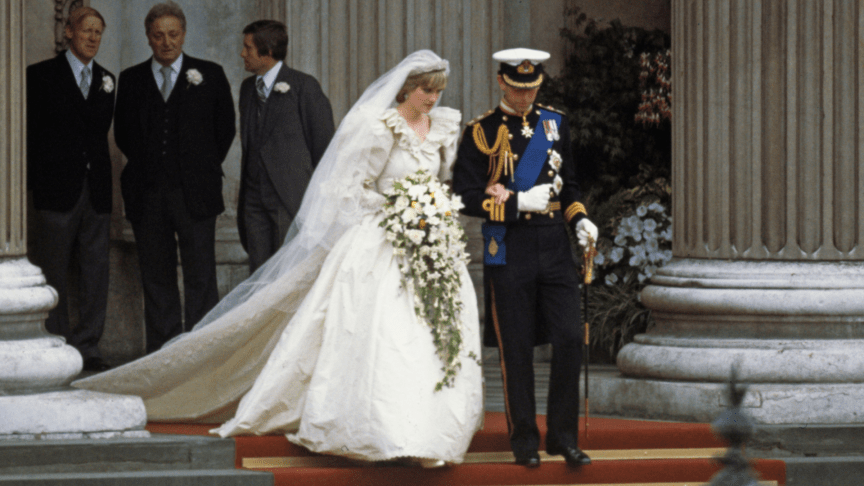 Princess Diana and Prince Charles on their wedding day
