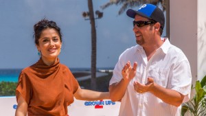Salma Hayek and Adam Sandler attend "Grown Ups 2" Photo Call in 2013