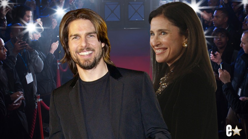 Tom Cruise and Mimi Rogers smiling at an event
