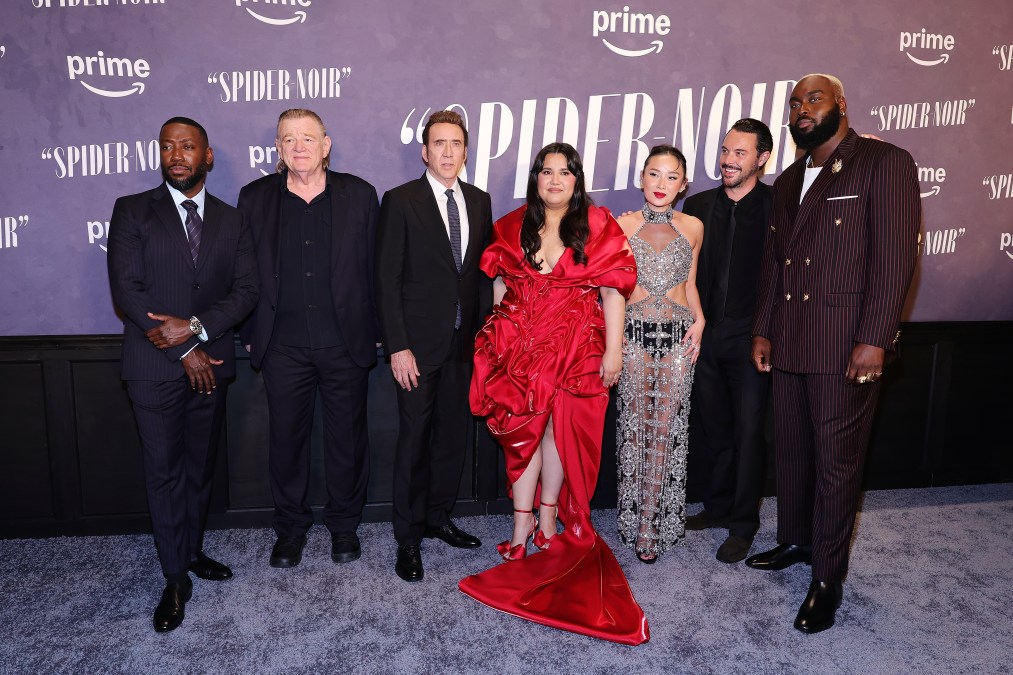 Spider-Noir cast, Lamorne Morris, Brendan Gleeson, Nicolas Cage, Karen Rodriguez, Li Jun Li, Jack Huston and Abraham Popoola