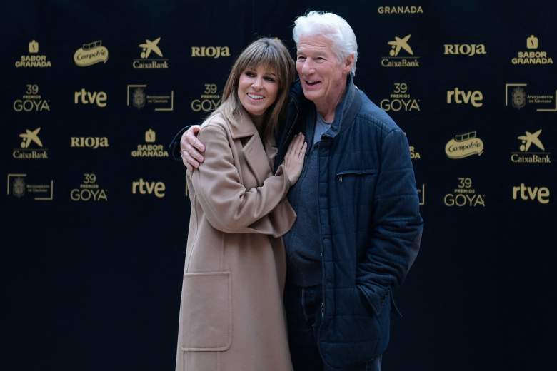 US actor Richard Gere poses with his Spanish wife Alejandra Silva 