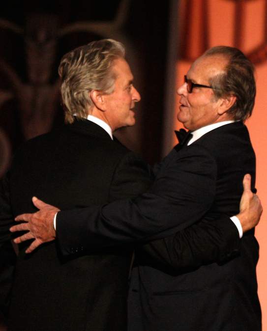 Jack Nicholson presenting Michael Douglas with the AFI Life Achievement Award